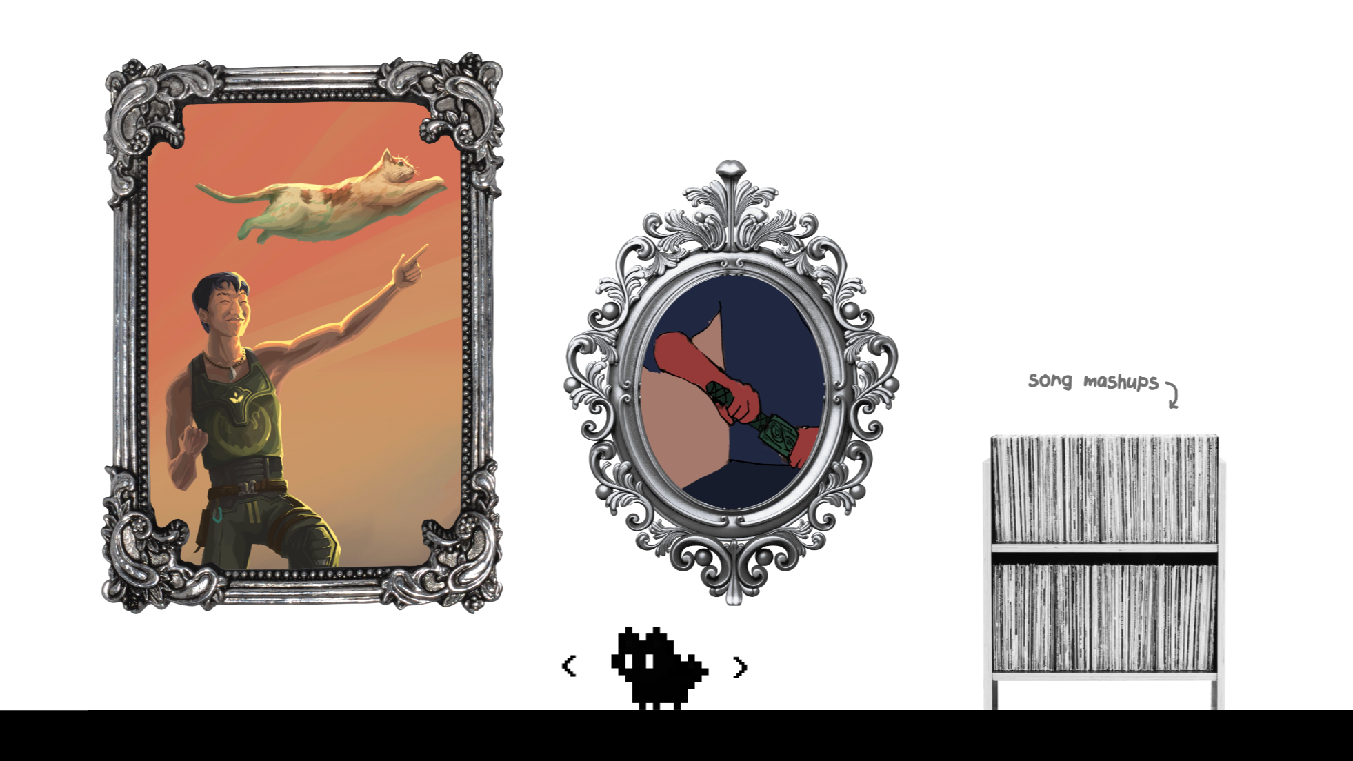 Preview of the Art Gallery — a grayscale room of framed drawings