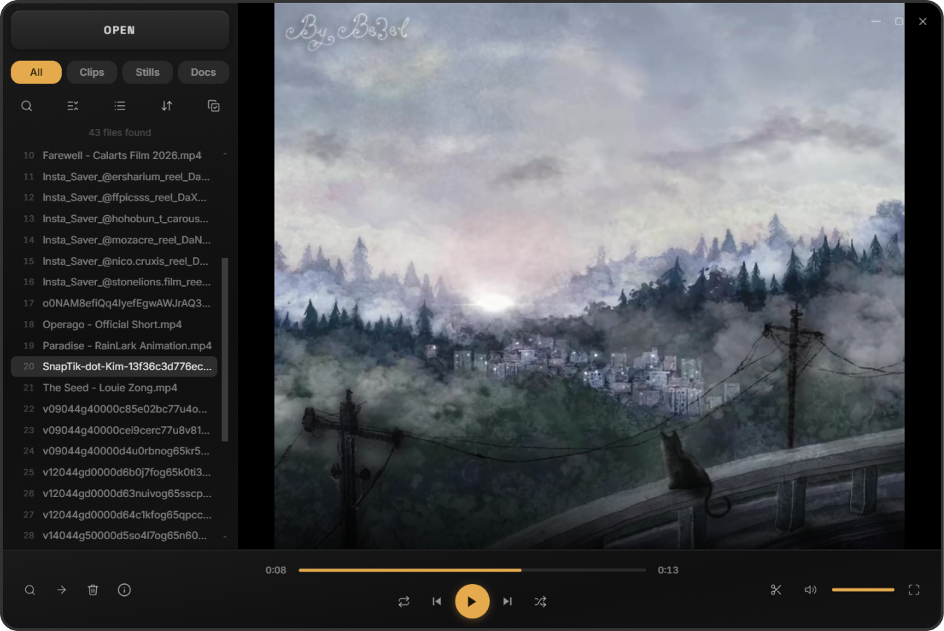 Jaco Media's refined interface, split into a file browser panel, a media preview panel, and a controls panel