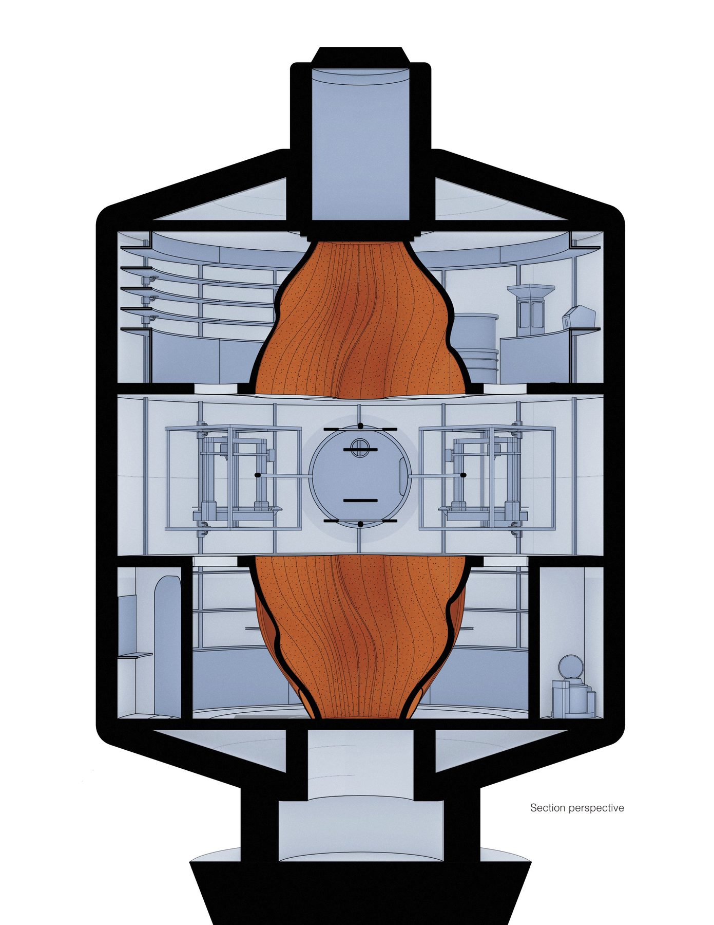 Section perspective rendering of the research module