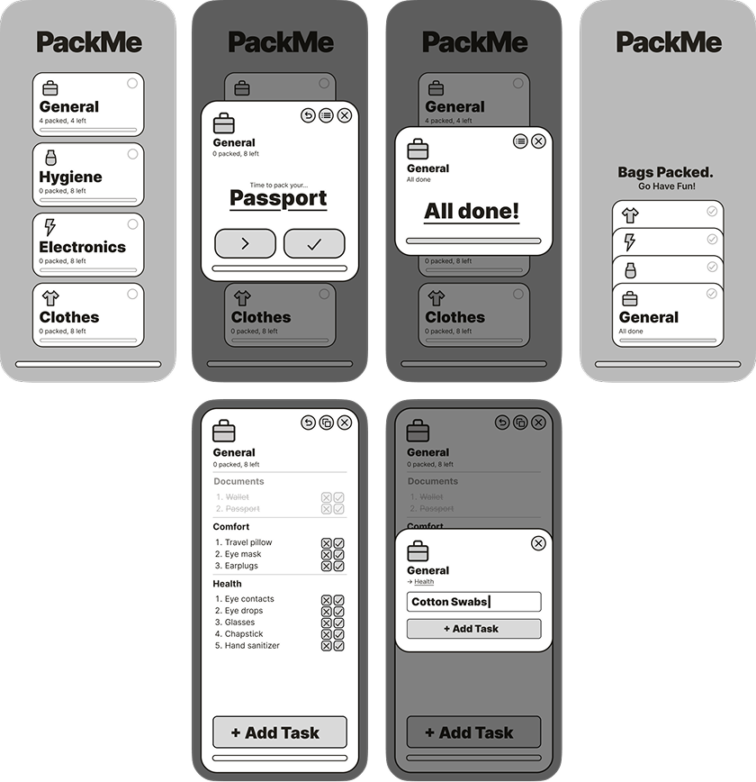Mid-fidelity wireframes