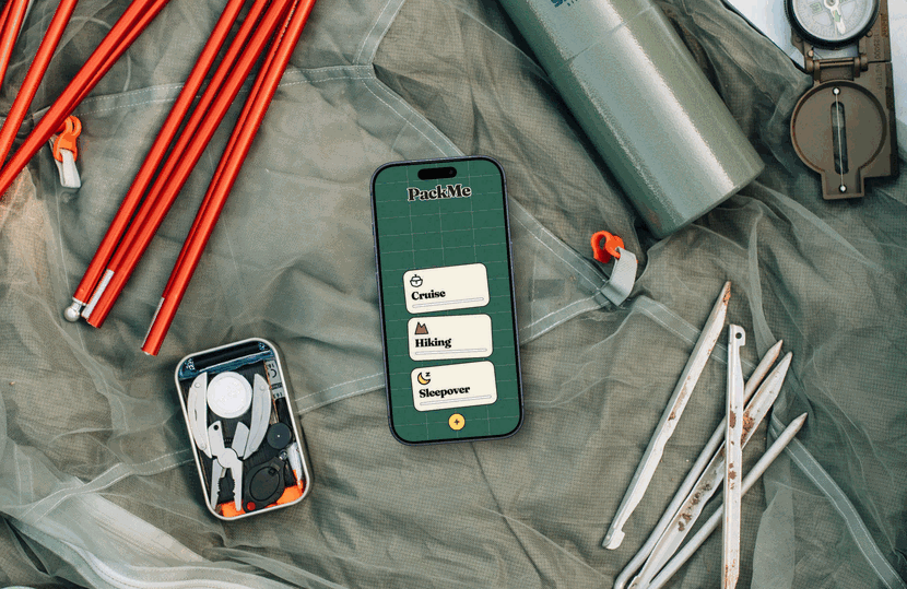 PackMe app mockup