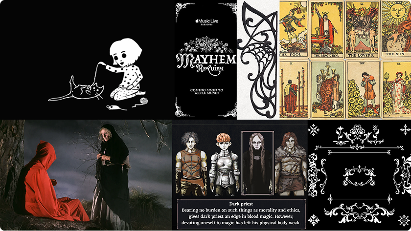 Skullcat's Omen visual identity moodboard